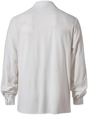 Men Pirate Medieval Renaissance Shirt Long Sleeve Lace up Stand Collar Victorian Viking Halloween Costume Cosplay Top
