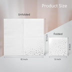Stylish Silver Cocktail Napkins, 100 3 Ply White and Silver Napkins for Wedding Reception, 5x5 Inch Star Napkins, Paper Cocktail Napkins for Party, Bridal Shower Napkins or Party Napkins