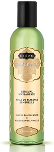 Kama Sutra Naturals Massage Oil Vanilla Sandalwood– 8 fl oz - Massage Oil for Body - Natural Carrier Oils - Sensual Massage for Couples, Women, and Men