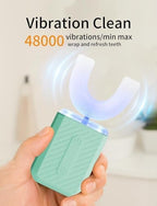 U-Shaped Electric Toothbrush for Adults, Electric Toothbrush with IPX7 Waterproof, ultrasonic Toothbrush with 4 Clean Modes & 3 Light Modes