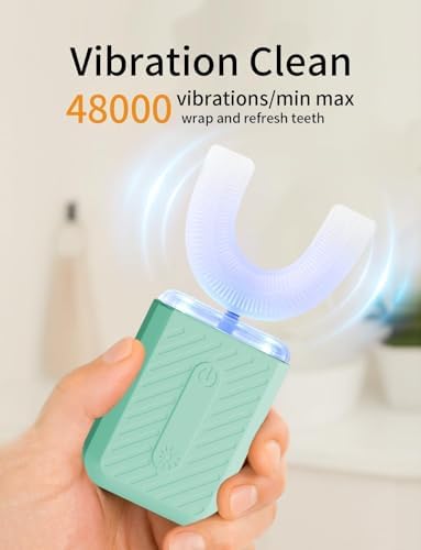 U-Shaped Electric Toothbrush for Adults, Electric Toothbrush with IPX7 Waterproof, ultrasonic Toothbrush with 4 Clean Modes & 3 Light Modes