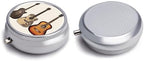 Guitar Pill Box with 3 Compartments Round Portable Pill Organizer Compact Small Pill Case for Pocket Purse Mini Metal Pill Container Cute Vitamin Holder for Pills Supplements