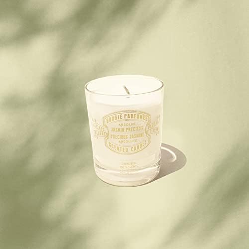 Panier des Sens Jasmine Candle - Hand-Poured in Provence, France - Long Lasting Scented Candles - up to 55 Hours Burn Time - Jasmine Scented Candle - 100% Natural Cotton Wick - 6.3 oz