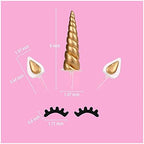 Unicorn Cake Topper Kit with Eyelashes, Reusable Gold Horn and Wings for Birthday, Wedding, Baby Shower Party Decorations