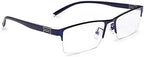 Lightweight Half Rim Photochromic Gray Reading Glasses +1.75 Strength Mens Womens Blue Frame Readers Spectacles