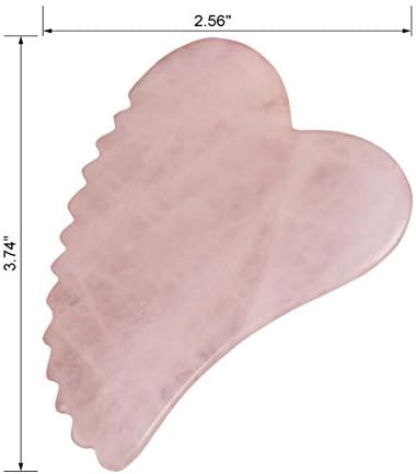 Rose Quartz Gua Sha Comb Massage Tool - Unique Comb Edge Gua Sha Board for SPA & Acupuncture Therapy (Heart Shape)