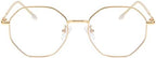 Polygon Blue Light Blocking Glasses for Women Men Retro Octagon Square Non-prescription Metal Frame Eyeglasses