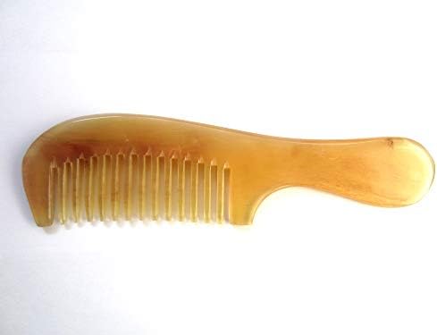 Sh-1w-mt Wide Tooth 100% Handmade Premium Quality Natural Sheep Horn Comb with Handle(7.5''Long)