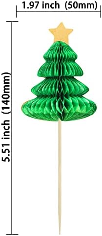 Gyufise 24Pcs Christmas Tree Cupcake Toppers Green 3D Christmas Tree Cupcake Picks for Merry Xmas Theme New Year Holiday Baby Shower Kids Birthday Party Cake Decorations Supplies