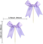 Ephlyn 24Pcs Purple Bow Cupcake Toppers Bow Cake Topper Birthday Decorations Mini Bowknot Cupcake Picks for Coquette Theme Party Decoration Bachelorette Bridal Engagement Wedding Party Purple