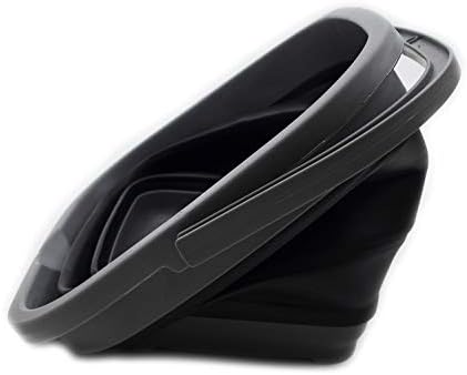 SAMMART 10L (2.6 Gallon) Collapsible Rectangular Handy Basket/Bucket (Grey/Black (Set of 2))