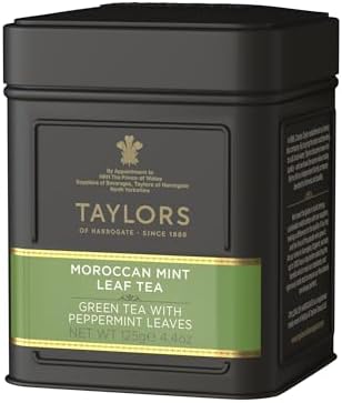 Taylors of Harrogate Moroccan Mint Green Tea Loose Leaf, 4.41 Ounce Tin (Pack of 2)
