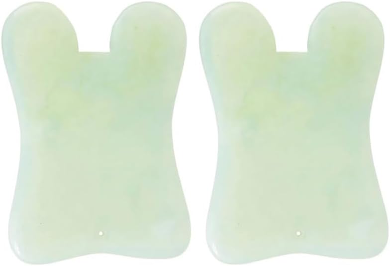Didiseaon 2Pcs Natural Xiuyan Jade Scraping Board Facial Massaging Plate for Skin Care Neck Shoulder Foot Massage Tool