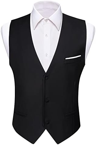 Barry.Wang Mens Suit Vest Slim Fit V-Neck 2-Pocket Solid Color Waistcoat Dress Formal Business Tuxedo Wedding Party