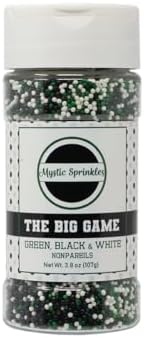 Mystic Sprinkles The Big Game Nonpareil Mix 3.8oz Bottles (Green, Black & White)