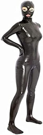Women's Sexy Wetlook Bodycon Catsuit Nightclubs Performance Costume Lingerie Jumpsuit Faux Leather,Black,EXL