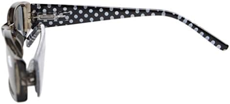 Eyekepper Spring Hinges Polka Dots Patterned Temples Rectangular Reading Sunglasses Sunshine Readers +1.25