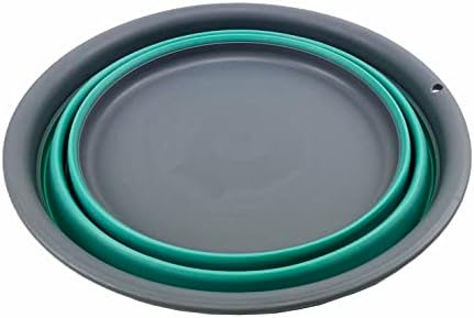 SAMMART 7.5L (1.98 Gallon) Collapsible Tub - Foldable Dish Tub - Portable Washing Basin - Space Saving Plastic Washtub (Grey/Turquoise Blue)