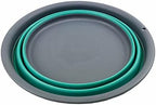 SAMMART 7.5L (1.98 Gallon) Collapsible Tub - Foldable Dish Tub - Portable Washing Basin - Space Saving Plastic Washtub (Grey/Turquoise Blue)