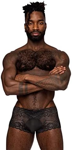 Male Power 127-280 Sassy Lace Mini Short Sheer Pouch Color Black Size M