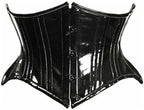 Daisy corsets womens Top Drawer Black Patent Pvc Vinyl Double Steel Boned Curvy Cut Waist Cincher