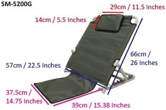 ObboMed® SM-5200G Adjustable Sit-up Back Rest for Orthopedic Neck, Head and Lumbar Support, Polyester, PVC & Chromed Steel Frame, Check, 22.5”*25.6”*19.7”, 1pc