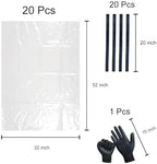 6 Mil Clear Contractor Bags - 20 Pack Heavy Duty Contractor Trash Bags for 50/55/60 Gallon Large Clear Garbage Bags (Extra Thick, Tear Resistant) (32" X 52")