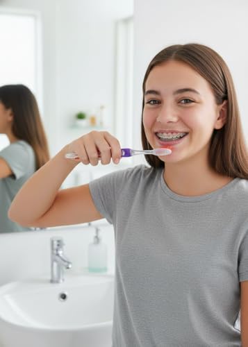 8 pcs V-Trim Orthodontic Dual Small Head Toothbrush with Interdental Brush at the end