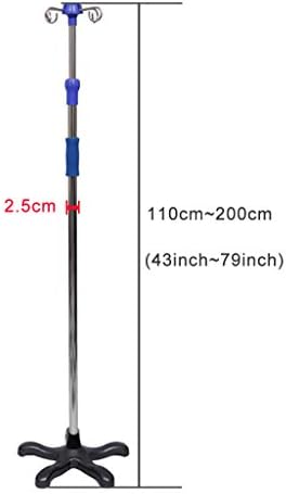 IV Drip Stand Infusion Holder Pet Hospital Stainless Steel Drip Stand, 4 Hooks, Cast Iron Base, Height Adjustable IV Pole