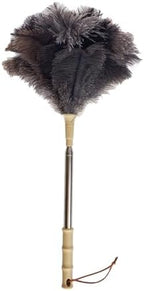Aldwin Ostrich Feather Duster with Extension Pole Up to 43 inch, Genuine Fluffy Natural Reusable Handheld Feather Dusters for Cleaning Supplies, Washable, Car, Office, Desk, Blinds