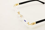 Men Rectangular Rimless Designer Fashion Reading Glasses Reader