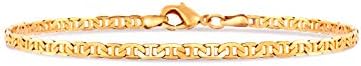 Barzel 18K Gold Plated Flat Marina Link Anklet for Women - Made In Brazil