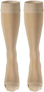 Truform 20-30 mmHg Compression Stockings for Men and Women, Knee High Length, Dot Top, Closed Toe, Beige, Large