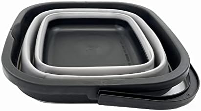 SAMMART 10L (2.6 Gallon) Collapsible Rectangular Handy Basket/Bucket (Black/Alloy Grey)