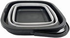 SAMMART 10L (2.6 Gallon) Collapsible Rectangular Handy Basket/Bucket (Black/Alloy Grey)