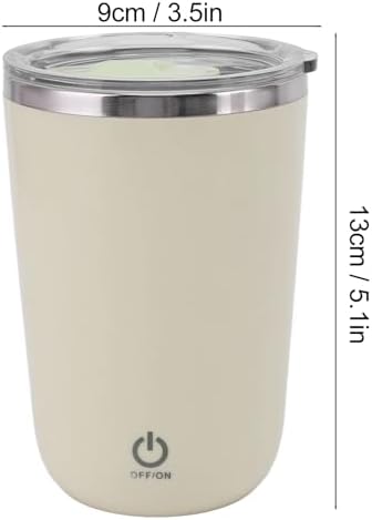Shaker Bottle 11.8oz Electric Mixer Cup Stainless Steel Self Stirring Blender USB Rechargeable Coffee Mug for Sports, Workouts, Office(Light Yellow)