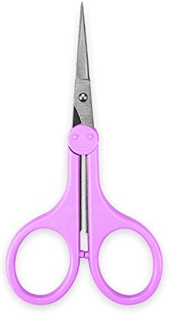 Eyebrow Scissors, Small Scissors for Facial, Nose, Eyebrow, Mustache, and Beard Hair Trimming & Grooming, Straight Edge, Purple Long Cap