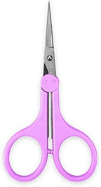 Eyebrow Scissors, Small Scissors for Facial, Nose, Eyebrow, Mustache, and Beard Hair Trimming & Grooming, Straight Edge, Purple Long Cap