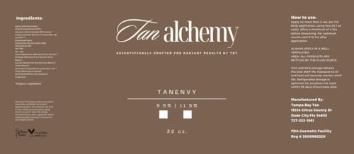 Tan Alchemy, Tan Envy European Blend 9.5% Med DHA Sunless Airbrush Spray Tanning Solution 32oz