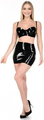 ABWL Black Latex Mini Skirt for Women,Fashion Handmade Latex Skirt,Suitable for Strip Club Cosplay Costumes