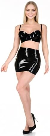 ABWL Black Latex Mini Skirt for Women,Fashion Handmade Latex Skirt,Suitable for Strip Club Cosplay Costumes