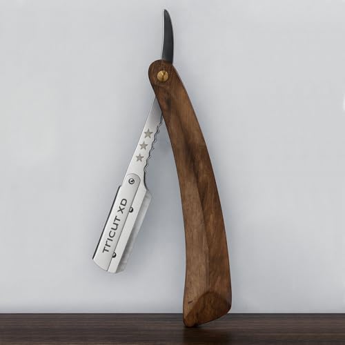 Premium Wooden Straight Razor for Men – Professional Barber Shaving Razor with Replaceable Blade | Stainless Steel Folding Cut Throat Razor for Salon & Home Use | Smooth Shave