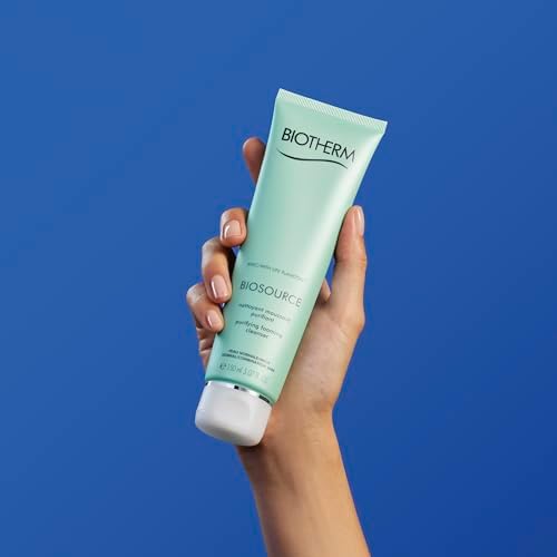 Biotherm Biosource Purifying Foaming Cleanser, Tonifying and Exfoliating Cleansing Gel with Biotech Plankton & Zinc for Radiant Skin, Toner, Gel, 5.1 Fl. Oz.