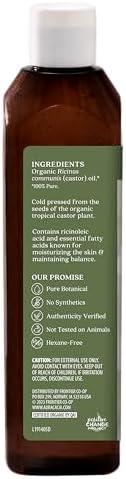Aura Cacia Organic Castor Oil, 16 fl. oz., Skin Care, Hair Care, Massage, Moisturizes Skin, Creates Healthy Skin Barrier
