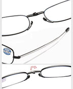 Mini Compact Anti Blue Light Reading Glasses Telescopic Temple Folding Spring Hinge Reader with Keychain Leather (Color : Red, Size : 1.0+)