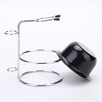 luzen Stainless Steel Shaving Bowl and Brush Stand, Professional 2 in 1 Shaving Stand Bowl Shaving Razor Brush Holder Grooming Tool Shaving Kit for Men