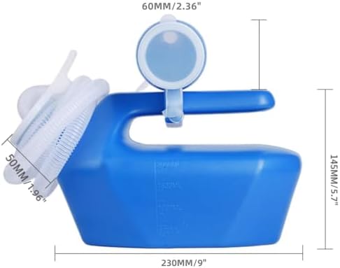 2000ML Portable Male Urinal Mens Potty Reusable Pee Bottle Collector Camping Toilet Travel Thicken 59" Long Scalable Tube with Lid (New Blue with Tube)