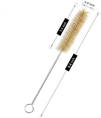 Test Tube Cleaning Brush 25mm Dia. Tan Bristles Radial Tip 11inch Length Tube Wash Cleaning Brush for Lab Set Chemistry, 15 Pack (9.4inch)