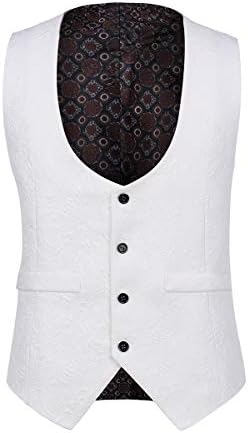 YFFUSHI Men's 3 Piece Suit Slim Fit Jacquard Tuxedo 1 Button Shawl Collar Blazer Vest & Pants for Wedding Formal Prom