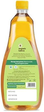 Organic Tattva Cold Pressed Mustard Oil (1 Litre) - Fresh Unrefined Organic Mustard Oil for Hair, Skin Care and Massage - Omega 3 Rich - No Added Preservatives - USDA Certified